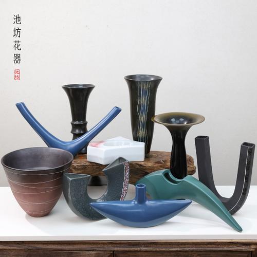 日本池坊花器草月流小原流日式標準插花器皿劍山陶瓷花盆花瓶器皿